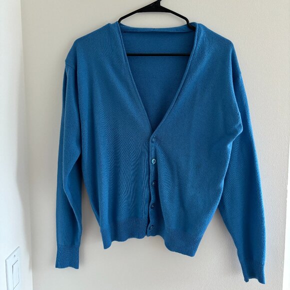 Vintage 50s 60s Light Blue Cardigan - Picture 1 of 5